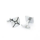 Silvertone Enamel Cuff Links With Jewelry Box - FHYINC