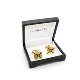 Goldtone Enamel Cuff Links With Jewelry Box - FHYINC