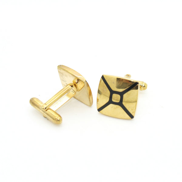 Goldtone Enamel Cuff Links With Jewelry Box - FHYINC