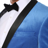 Enzo Royal Blue Slim Fit Velvet Shawl Collar Tuxedo - FHYINC