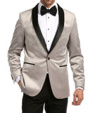 Enzo Light Grey Velvet Slim Fit Shawl Lapel Tuxedo Men's Blazer - FHYINC best men's suits, tuxedos, formal men's wear wholesale
