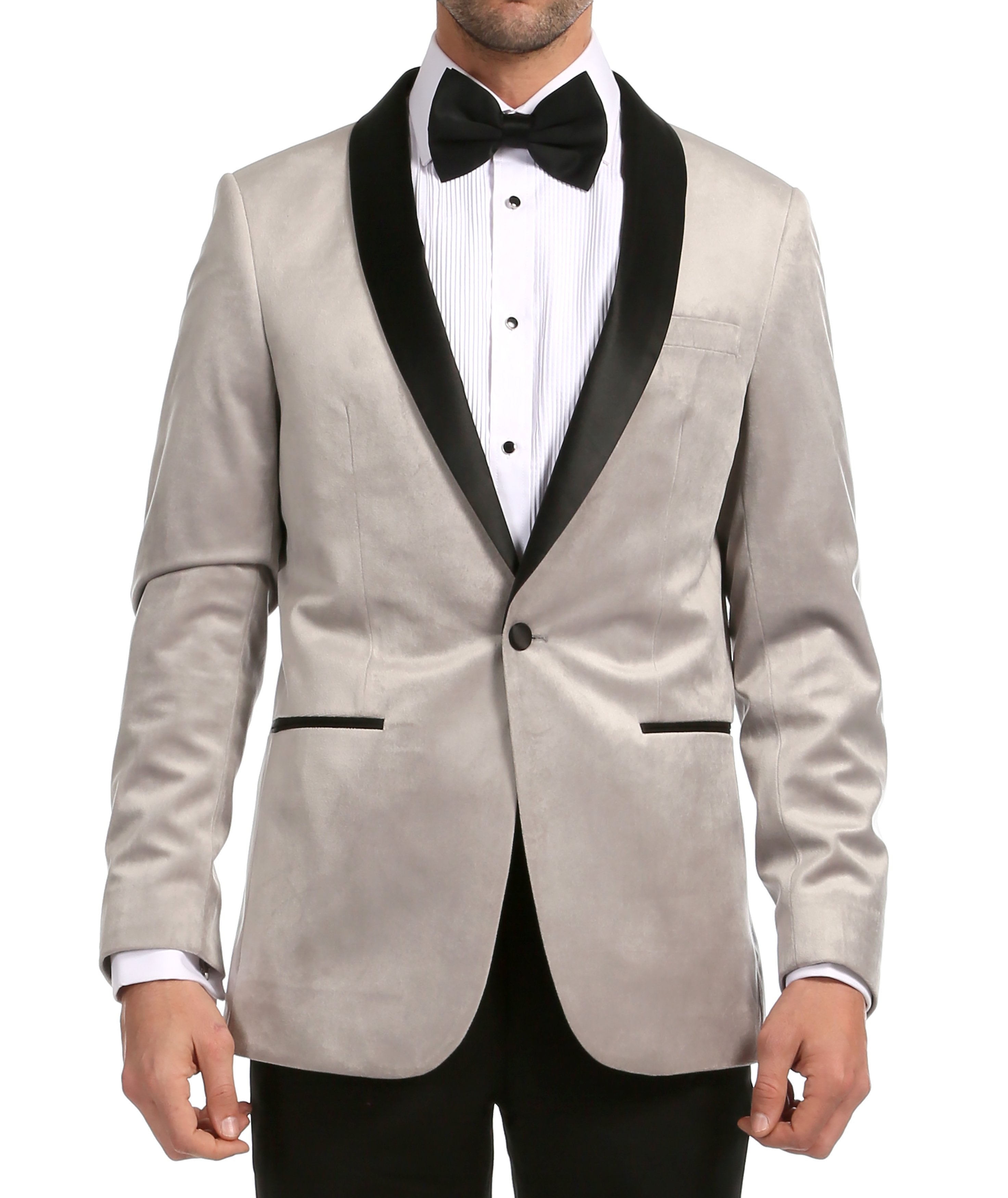 Enzo Light Grey Velvet Slim Fit Shawl Lapel Tuxedo Men's Blazer – FHYINC