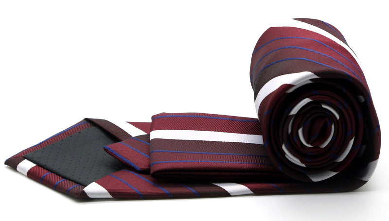 Mens Dads Classic Red Striped Pattern Business Casual Necktie & Hanky Set EO-9 - FHYINC best men's suits, tuxedos, formal men's wear wholesale