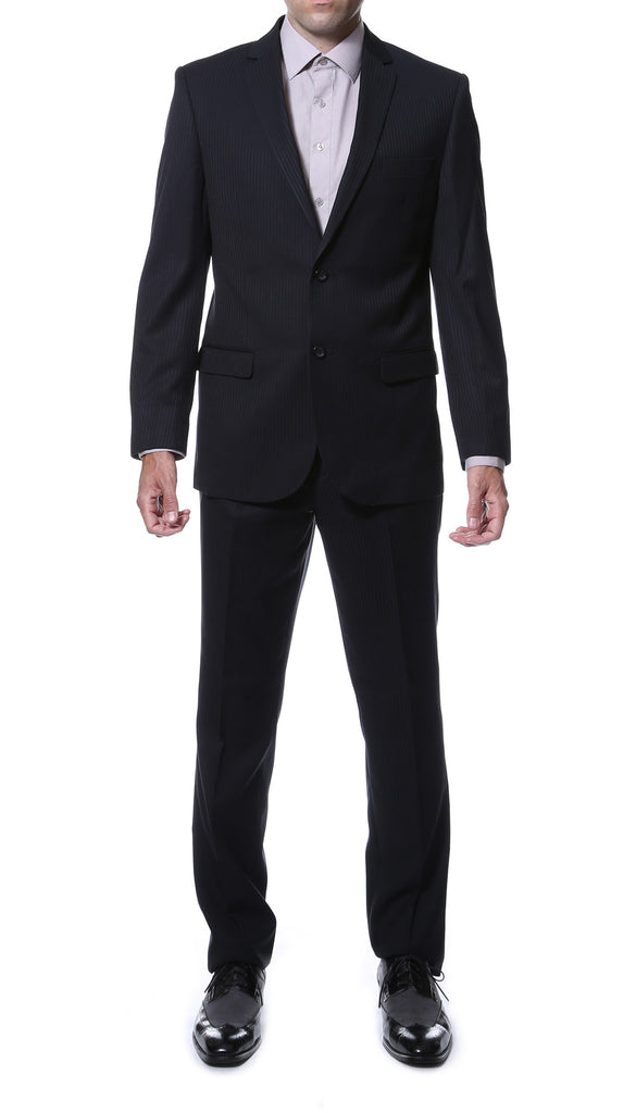 Ernesto Black Pinstripe Slim Fit 2pc Suit - FHYINC best men