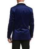 Enzo Indigo Velvet Slim Fit Shawl Lapel Tuxedo Men's Blazer - FHYINC best men's suits, tuxedos, formal men's wear wholesale