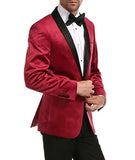 Enzo Maroon Velvet Slim Fit Shawl Lapel Tuxedo Men's Blazer - FHYINC best men's suits, tuxedos, formal men's wear wholesale