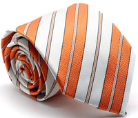 Mens Dads Classic Gold Striped Pattern Business Casual Necktie & Hanky Set F-11 - FHYINC best men's suits, tuxedos, formal men's wear wholesale
