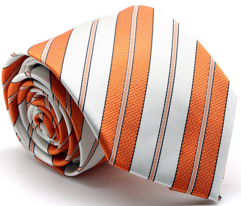 Mens Dads Classic Gold Striped Pattern Business Casual Necktie & Hanky Set F-11