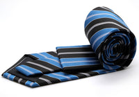 Mens Dads Classic Turquoise Striped Pattern Business Casual Necktie & Hanky Set F-2 - FHYINC best men's suits, tuxedos, formal men's wear wholesale