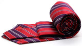 Mens Dads Classic Red Striped Pattern Business Casual Necktie & Hanky Set F-5 - FHYINC best men's suits, tuxedos, formal men's wear wholesale