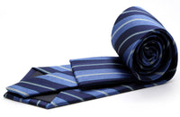 Mens Dads Classic Turquoise Striped Pattern Business Casual Necktie & Hanky Set F-6 - FHYINC best men's suits, tuxedos, formal men's wear wholesale