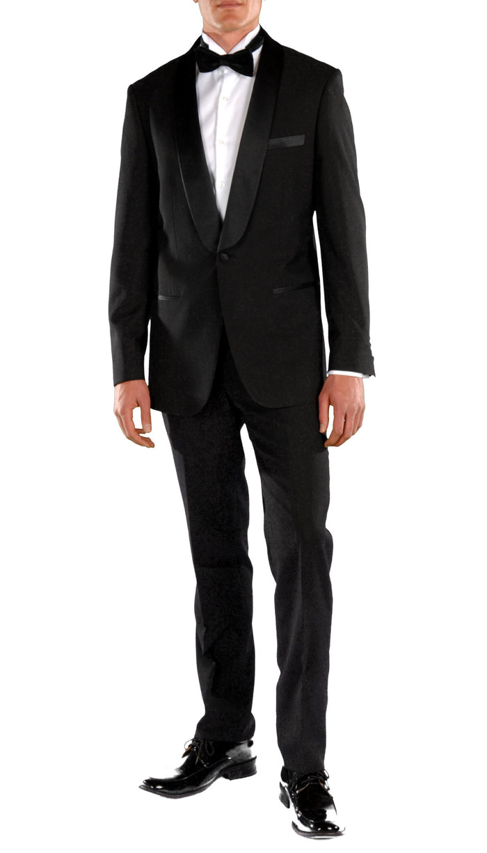 Falls Slim Fit 2pc Tuxedo - Black - FHYINC best men's suits, tuxedos, formal men's wear wholesale