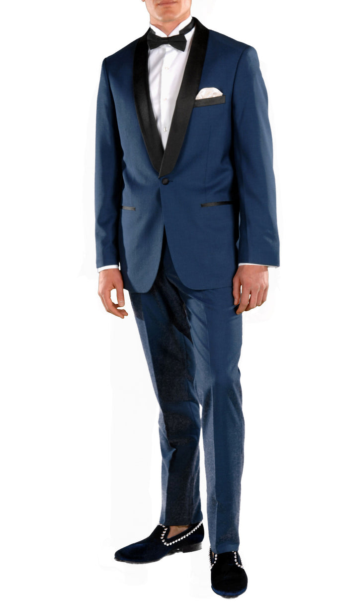 Falls Slim Fit 2pc Tuxedo - Indigo Blue - FHYINC best men's suits, tuxedos, formal men's wear wholesale