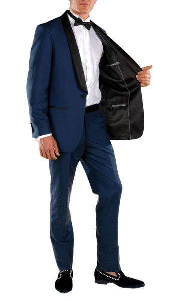 Falls Slim Fit 2pc Tuxedo - Indigo Blue - FHYINC best men's suits, tuxedos, formal men's wear wholesale