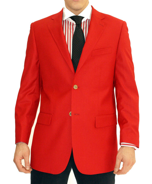 Red Gold Button Regular Fit Blazer - FHYINC best men's suits, tuxedos, formal men's wear wholesale
