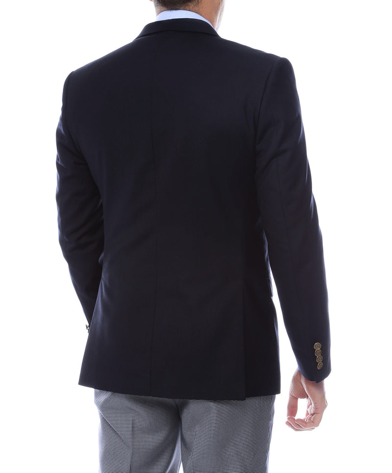 Finn Gold Button Slim Fit Navy Blazer - FHYINC