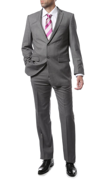 Premium FNL22R Mens 2 Button Regular Fit Grey Suit - FHYINC best men's suits, tuxedos, formal men's wear wholesale