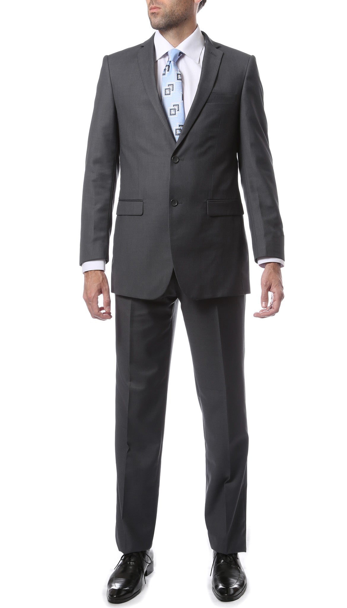 Premium FNL22R Mens 2 Button Regular Fit Heather Grey Suit - FHYINC best men's suits, tuxedos, formal men's wear wholesale