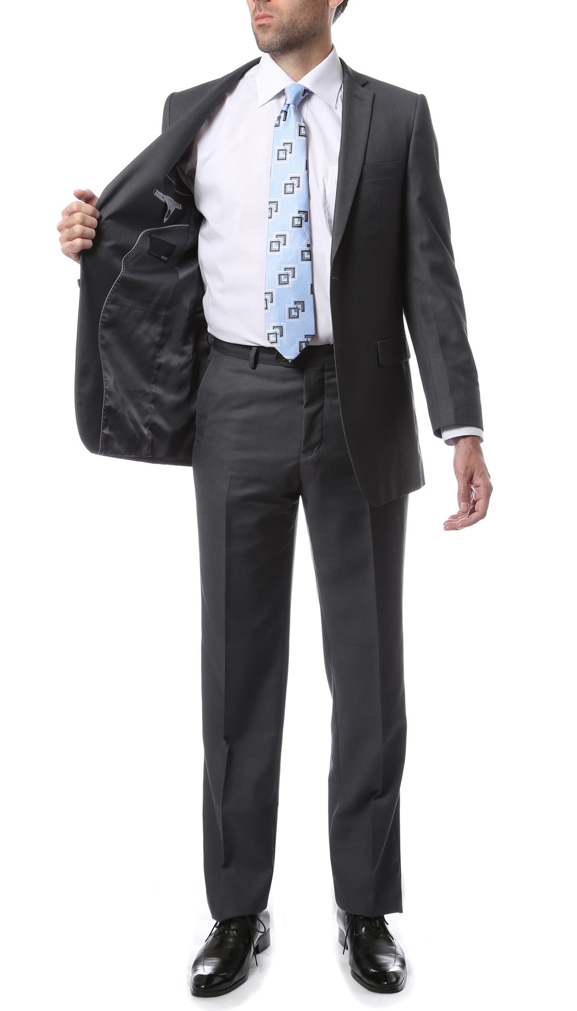 Premium FNL22R Mens 2 Button Regular Fit Heather Grey Suit - FHYINC best men's suits, tuxedos, formal men's wear wholesale