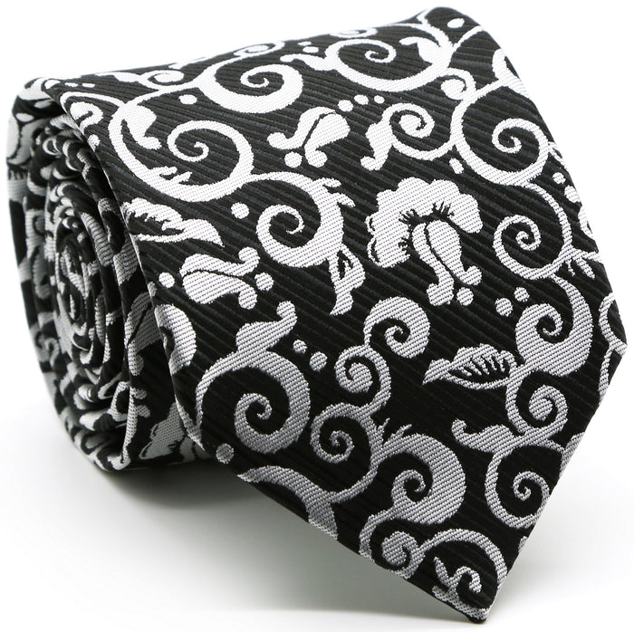 Mens Dads Classic Black Paisley Pattern Business Casual Necktie & Hanky Set FO-1 - FHYINC best men's suits, tuxedos, formal men's wear wholesale