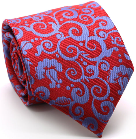 Mens Dads Classic Red Paisley Pattern Business Casual Necktie & Hanky Set FO-3