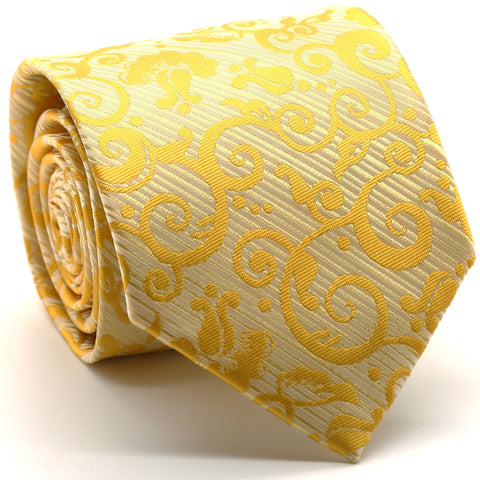 Mens Dads Classic Yellow Paisley Pattern Business Casual Necktie & Hanky Set FO-8