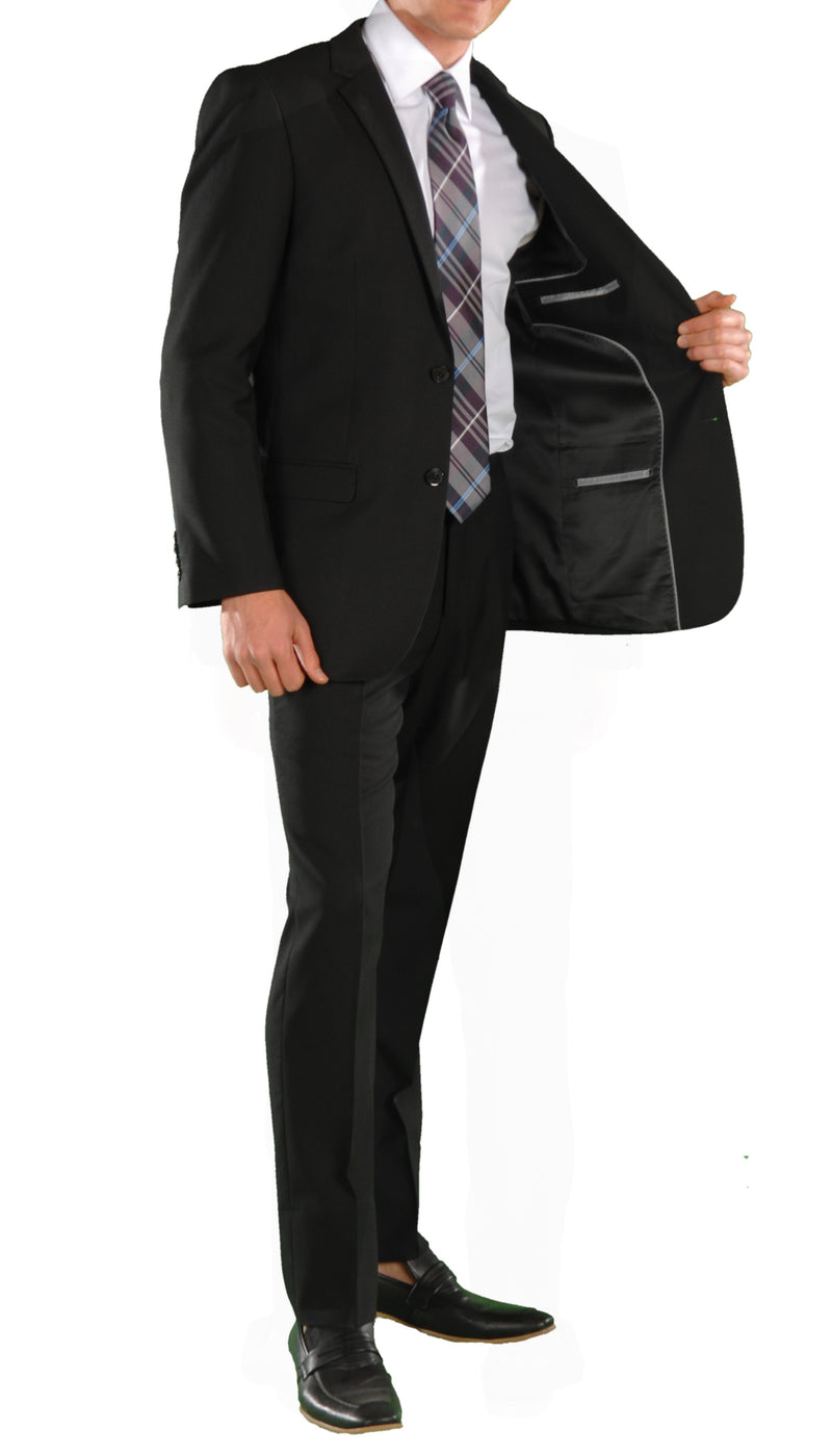 Black Regular Fit Suit - 2PC - FORD - FHYINC best men's suits, tuxedos, formal men's wear wholesale