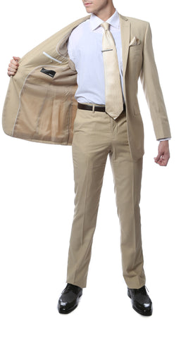 FS22 Mens Tan Regular Fit 2pc Suit