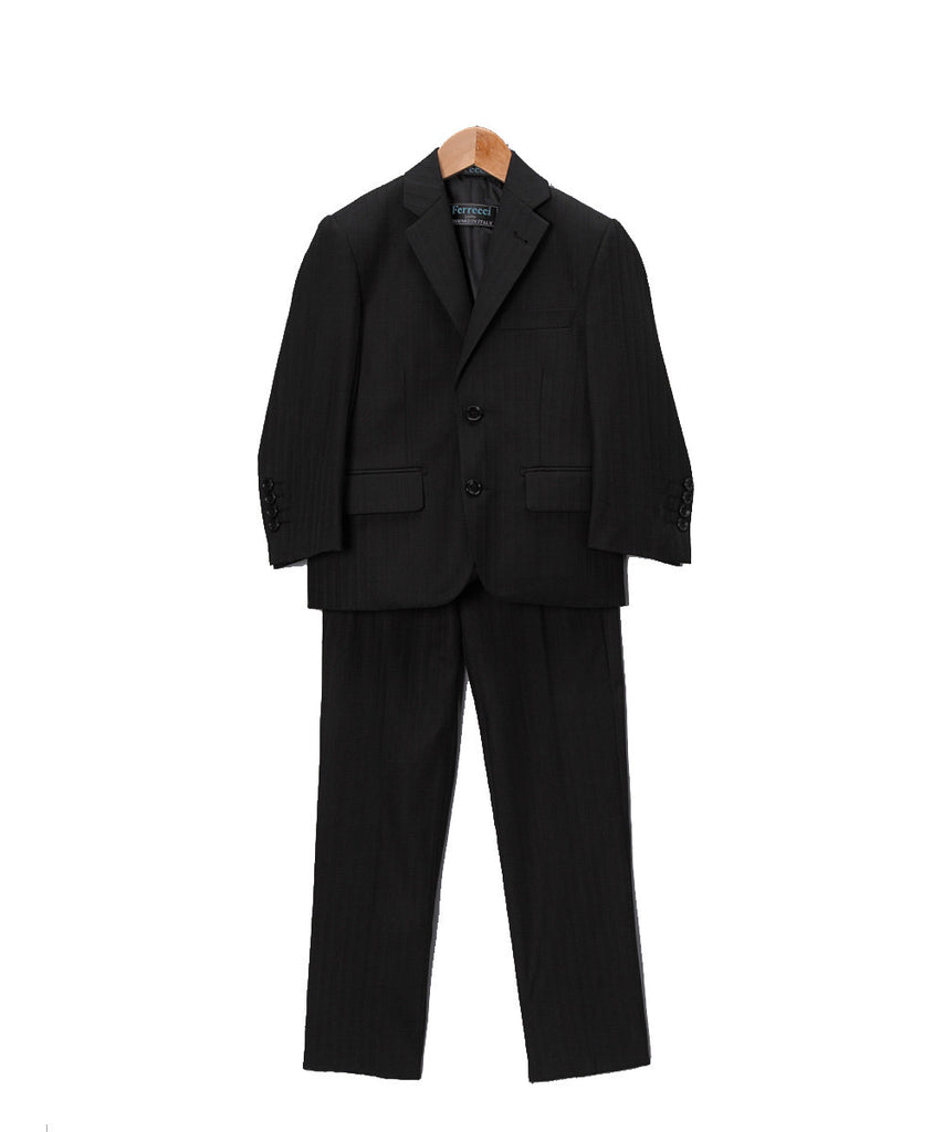 Boys Premium Black Tone on Tone Striped 2pc Suit - FHYINC best men