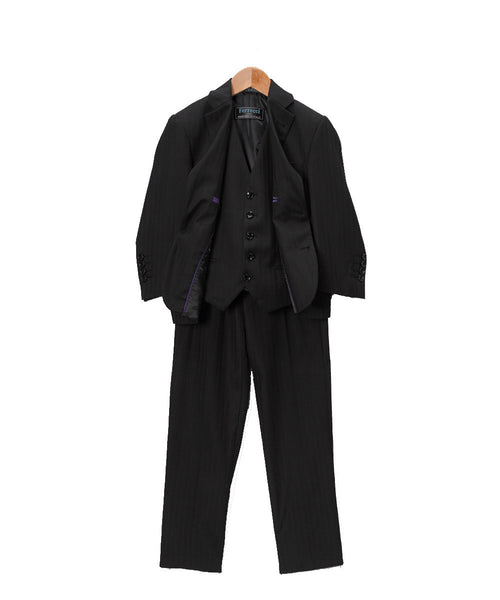 Boys Premium Black Tone on Tone Striped 2pc Suit - FHYINC best men's suits, tuxedos, formal men's wear wholesale