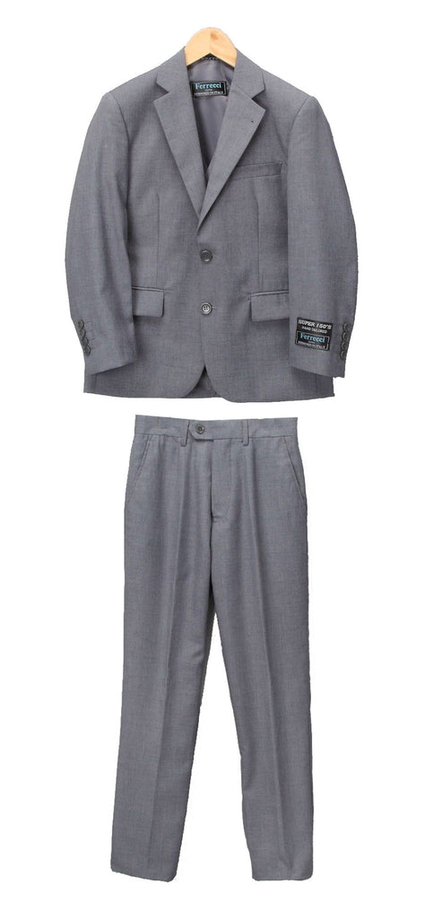 Boys Premium Medium Grey 2pc Suit - FHYINC best men