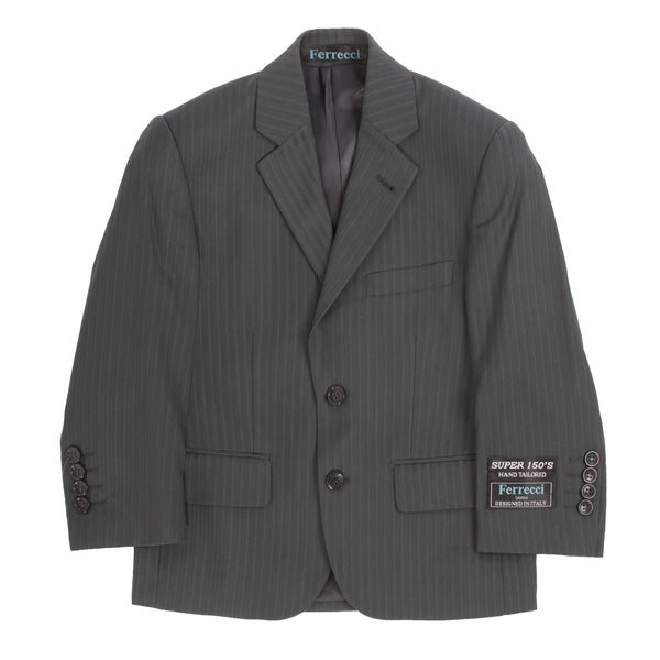 Boys Premium Grey Green Striped 2pc Suit - FHYINC best men's suits, tuxedos, formal men's wear wholesale