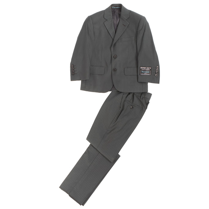 Boys Premium Grey Green Striped 2pc Suit - FHYINC best men's suits, tuxedos, formal men's wear wholesale