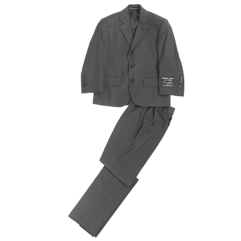 Boys Premium Grey Green Striped 2pc Suit