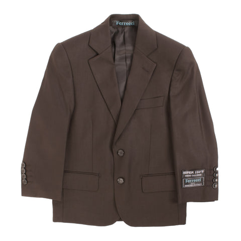 Boys Premium Coffee Brown 3pc Vested Suit