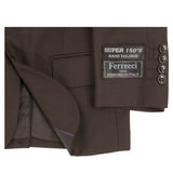 Boys Premium Coffee Brown 3pc Vested Suit - FHYINC best men's suits, tuxedos, formal men's wear wholesale