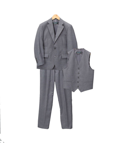 Boys Premium Medium Grey Vested 3pc Suit