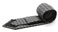 Mens Dads Classic Black Geometric Pattern Business Casual Necktie & Hanky Set G-1 - FHYINC best men's suits, tuxedos, formal men's wear wholesale