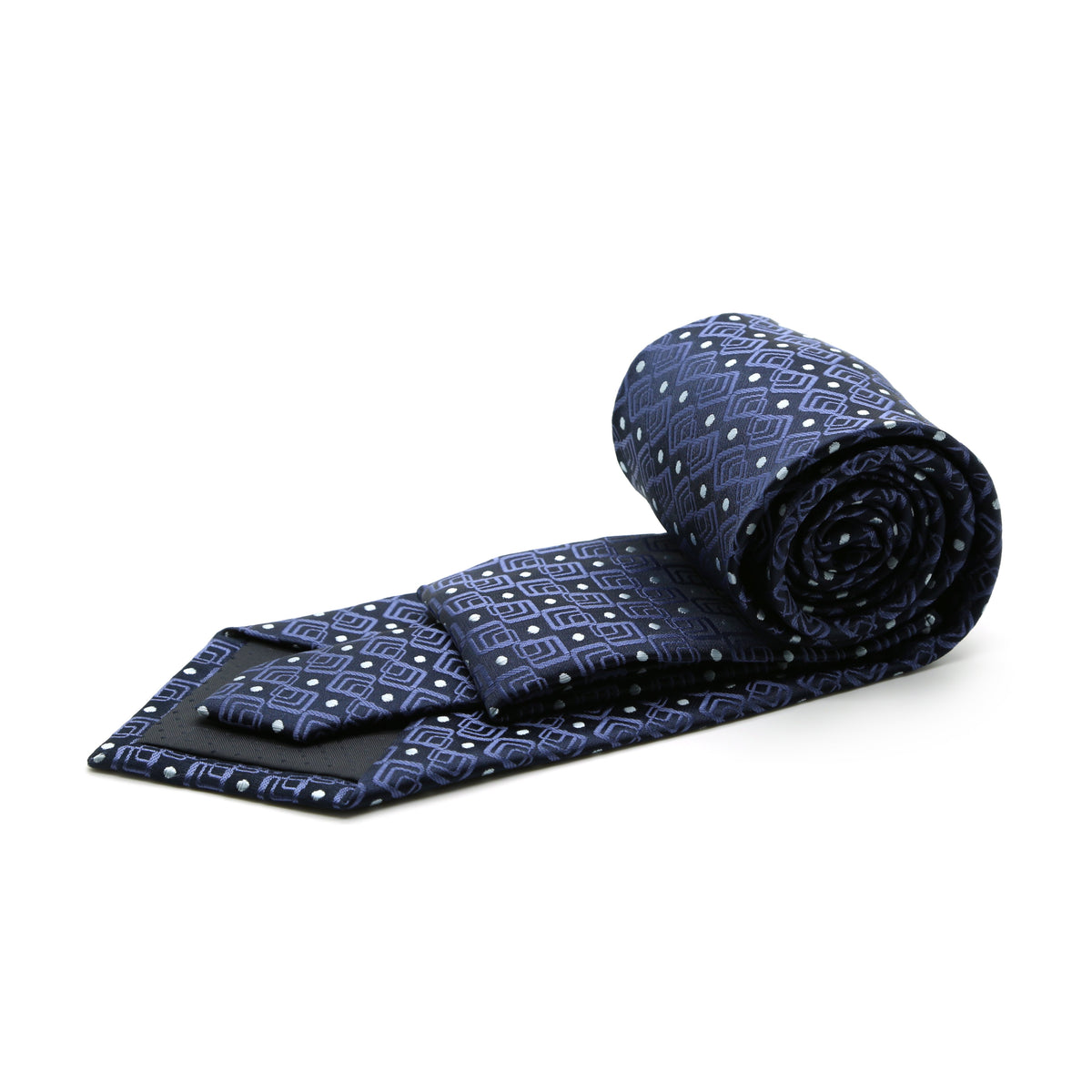 Mens Dads Classic Navy Geometric Pattern Business Casual Necktie & Hanky Set G-2 - FHYINC best men's suits, tuxedos, formal men's wear wholesale