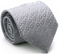 Mens Dads Classic Grey Geometric Pattern Business Casual Necktie & Hanky Set G-5 - FHYINC best men's suits, tuxedos, formal men's wear wholesale