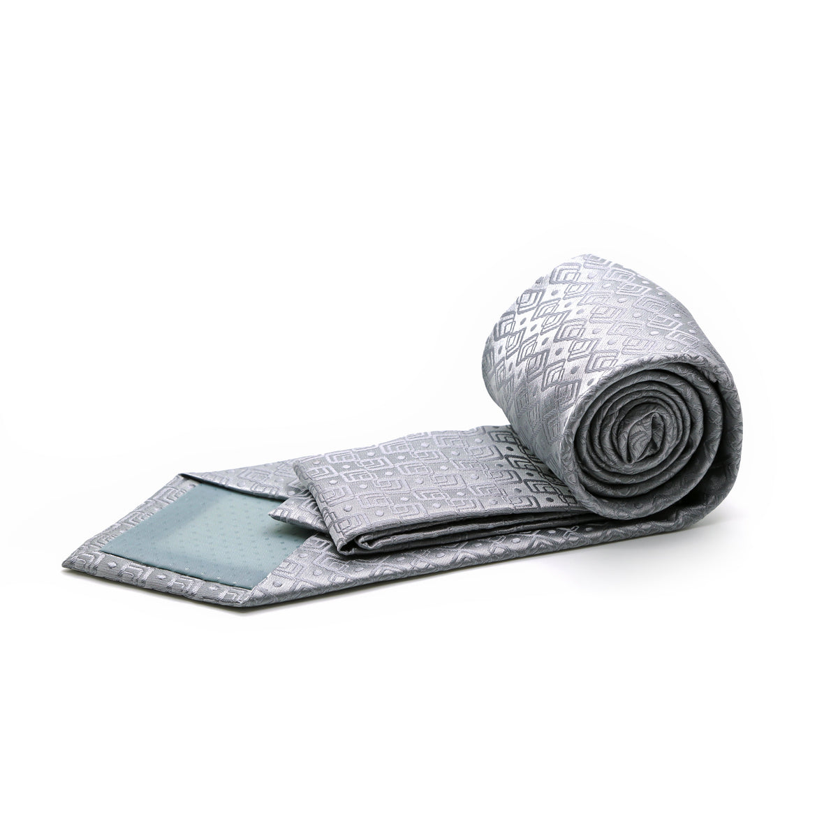 Mens Dads Classic Grey Geometric Pattern Business Casual Necktie & Hanky Set G-5 - FHYINC best men's suits, tuxedos, formal men's wear wholesale
