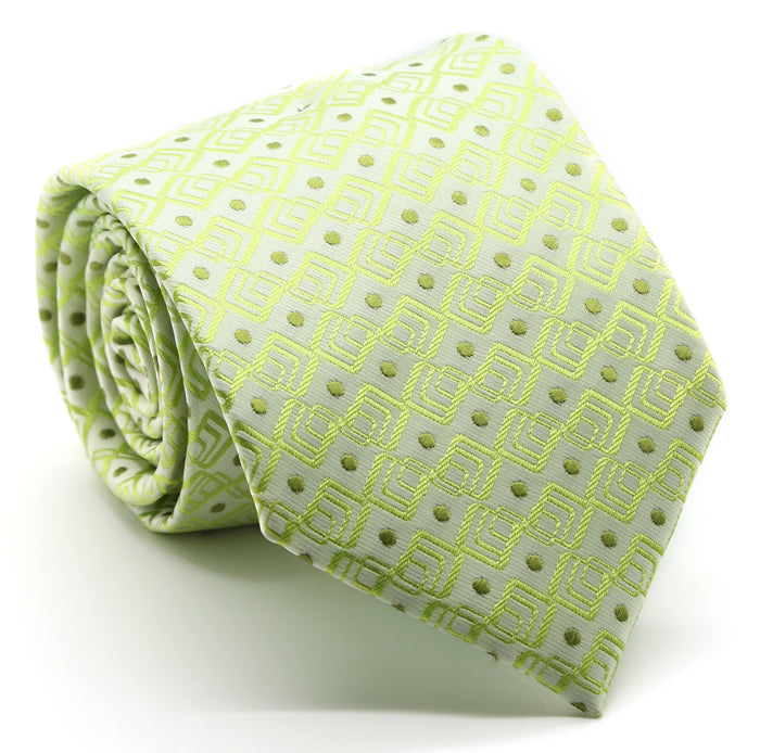 Mens Dads Classic Green Geometric Pattern Business Casual Necktie & Hanky Set G-7 - FHYINC best men's suits, tuxedos, formal men's wear wholesale