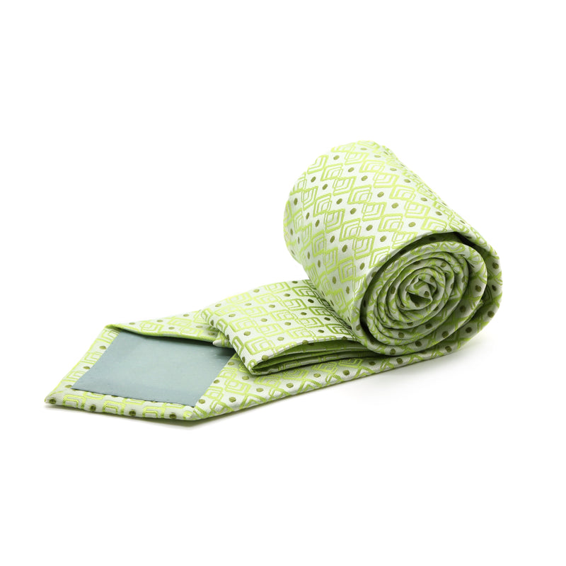 Mens Dads Classic Green Geometric Pattern Business Casual Necktie & Hanky Set G-7 - FHYINC best men's suits, tuxedos, formal men's wear wholesale