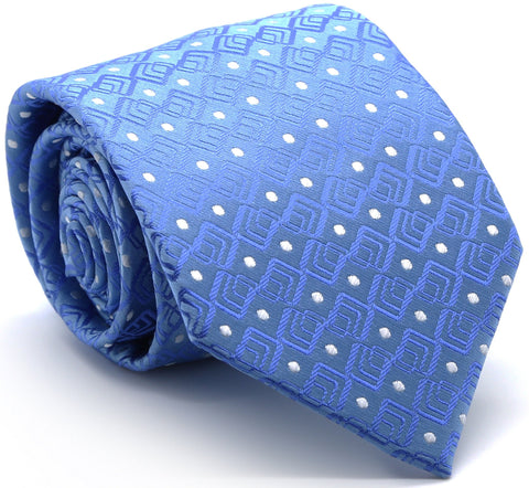 Mens Dads Classic Blue Geometric Pattern Business Casual Necktie & Hanky Set G-9