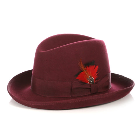 Ferrecci Authentic PURPLE Wool Felt Homburg Godfather Hat