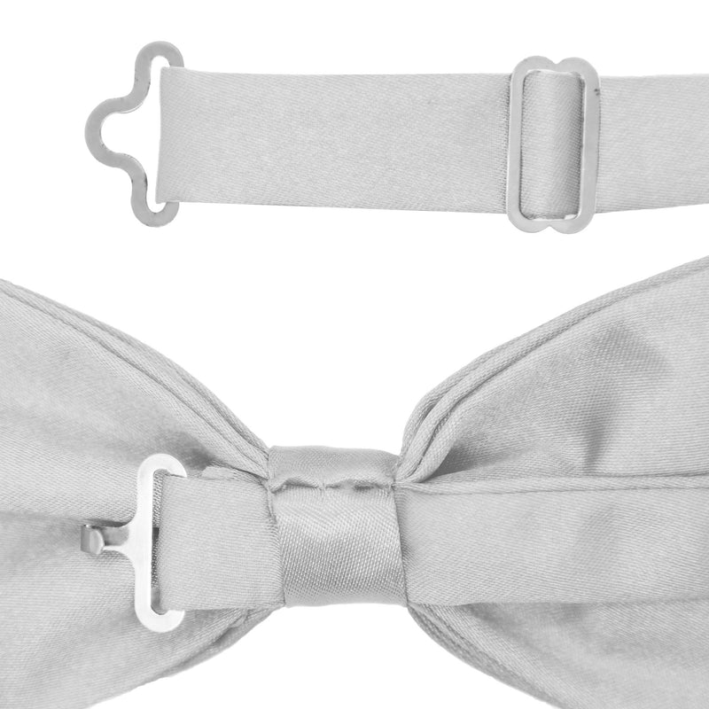 Gia Silver Satine Adjustable Bowtie - FHYINC best men's suits, tuxedos, formal men's wear wholesale