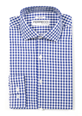 Red Gingham Check French Cuff Dress Shirt - Regular Fit