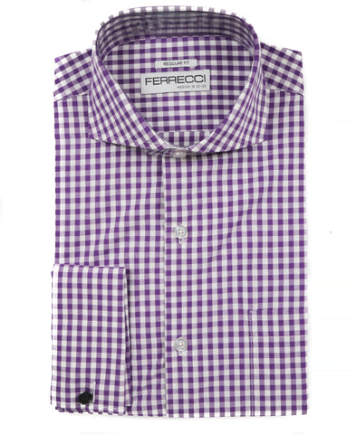 Purple Gingham Check Dress Shirt - Slim Fit