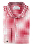 Red Gingham Check French Cuff Dress Shirt - Regular Fit - FHYINC best men's suits, tuxedos, formal men's wear wholesale
