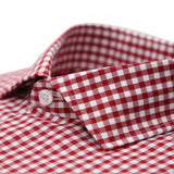 Red Gingham Check Dress Shirt - Slim Fit - FHYINC best men's suits, tuxedos, formal men's wear wholesale